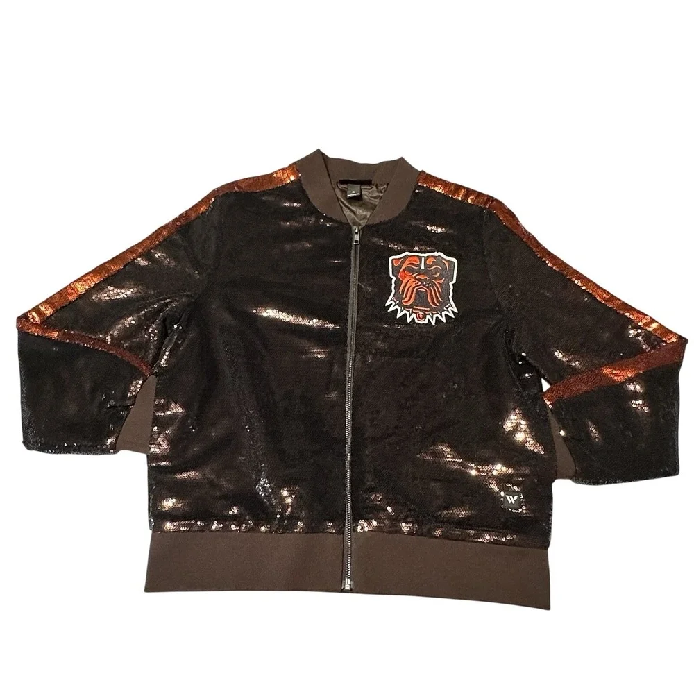 NWOT Wild Collective NFL Cleveland Browns Women's Sequin Jacket Size S MSRP $160